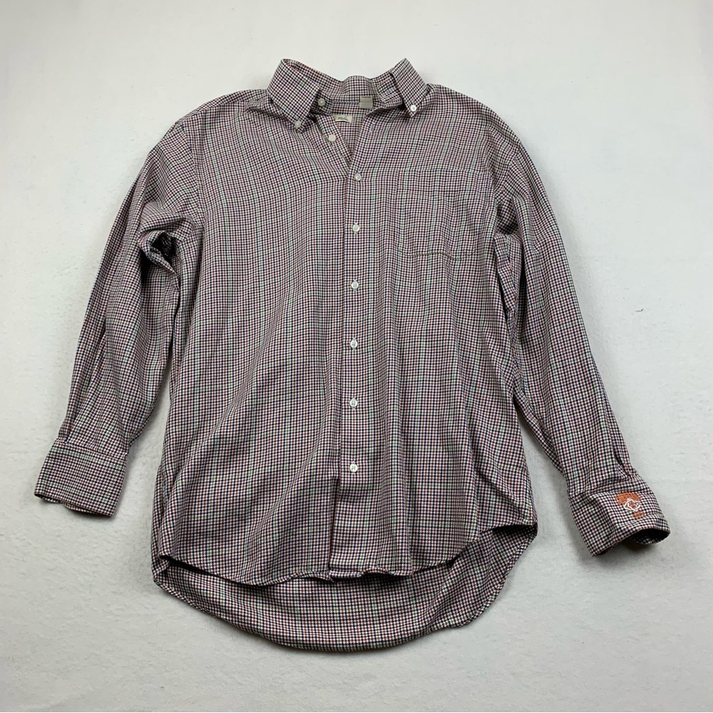 Peter‎ Millar Shirt Mens Medium Multicolor Houndstooth Button Down Embroidery